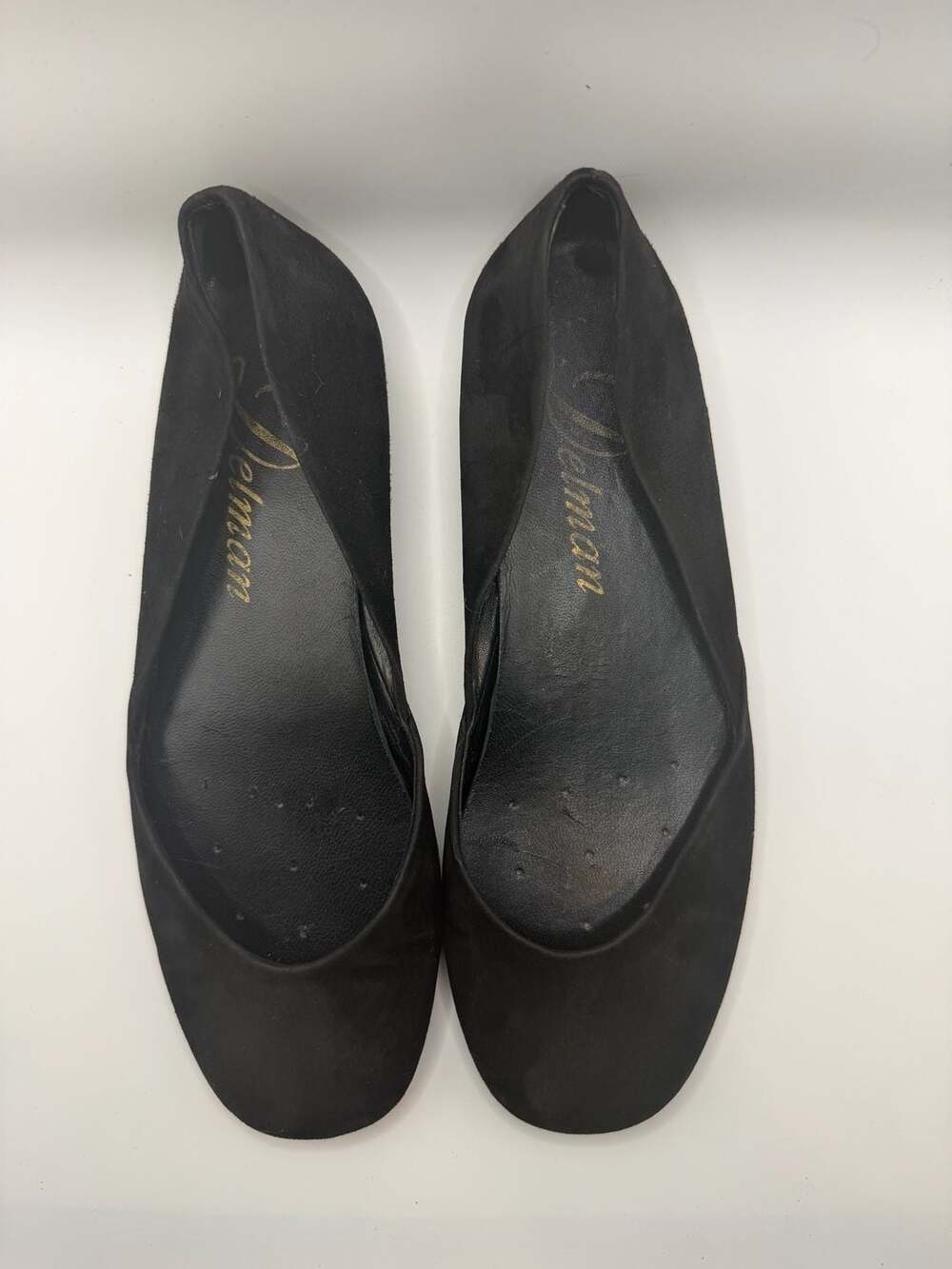 Delman Women's Black Suede Classic Ballet Flats